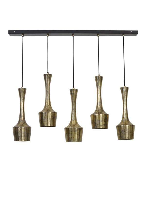 Hanglamp 5L 100x14x130 cm KIRSTY antiek goud-mat zwart - online bestellen bij Potz Wonen