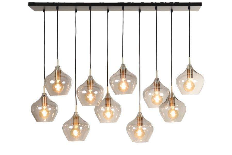 2937727 - Hanglamp 10L 124x35x60 cm RAKEL antiek brons+smoke