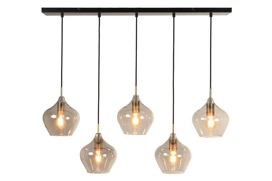 Hanglamp 5L 104x20x120 cm RAKEL antiek brons+smoke