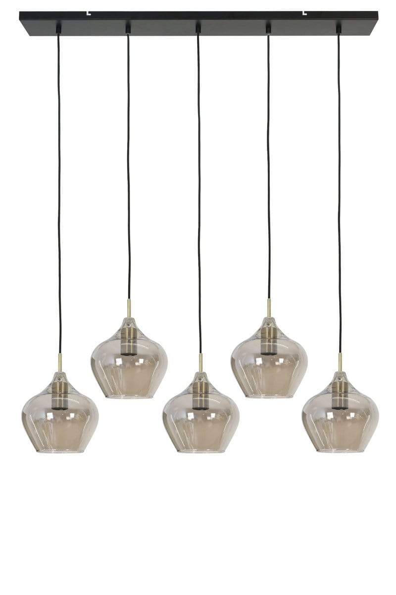 Light & Living Verlichting Hanglamp 5L 104x20x120 cm RAKEL antiek brons+smoke