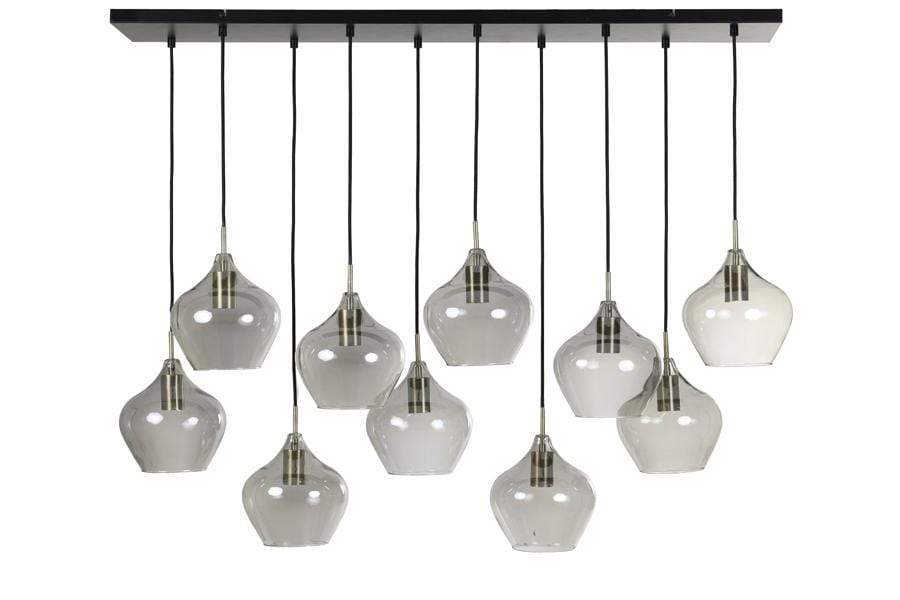 2937727 - Hanglamp 10L 124x35x60 cm RAKEL antiek brons+smoke
