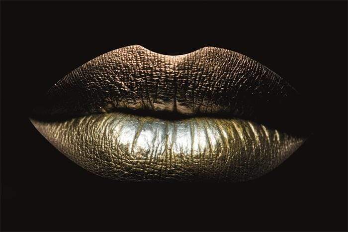 schilderij  Closeup view of sexual lips