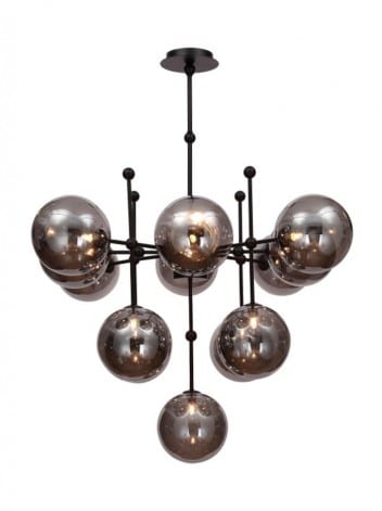 Stellar Hanglamp 13 Lichts 8211 Zwart Rookglas 8211 Maretti