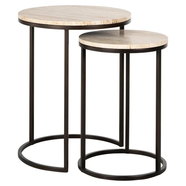 Avalon Bijzettafel Set Van 2 8211 Travertin