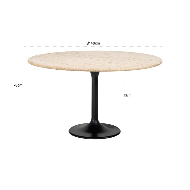 Eettafel Rond Hampton 8211 Travertin