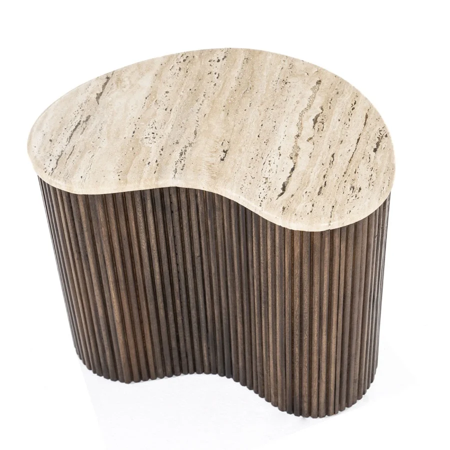 Bijzettafel Mari 8211 Mangohout Amp Travertin 8211 70x47x38 Cm 8211 Eleonora