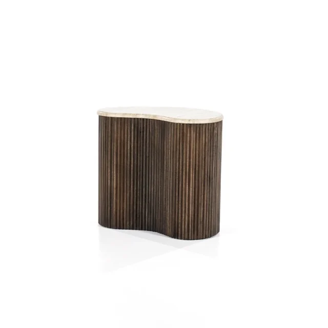 Bijzettafel Mari 8211 Mangohout Amp Travertin 8211 70x47x38 Cm 8211 Eleonora