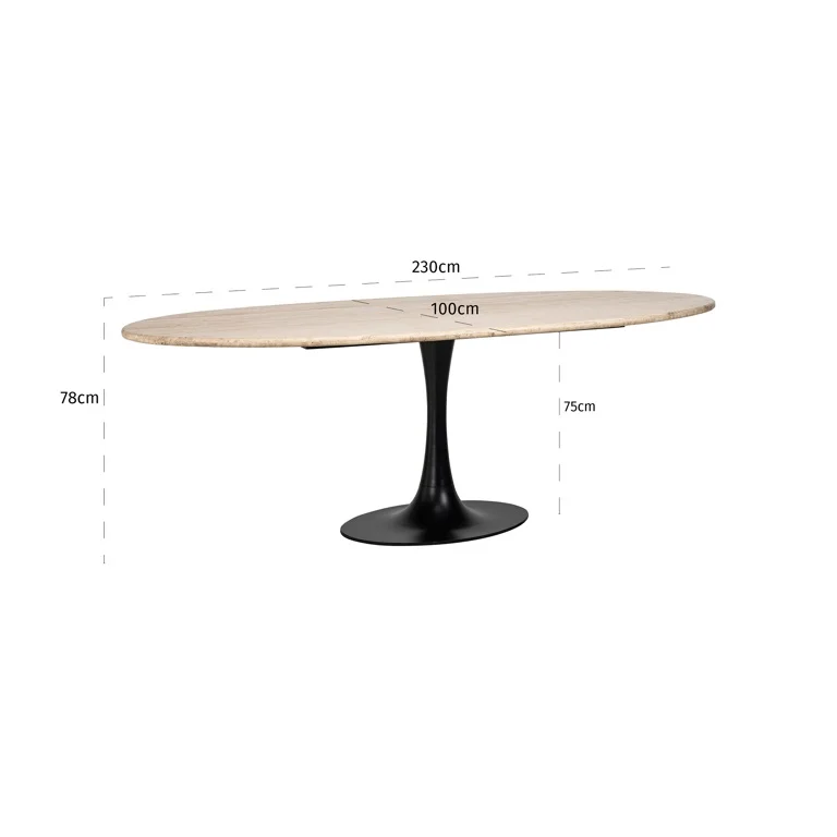 Eettafel Ovaal Hampton 8211 Travertin